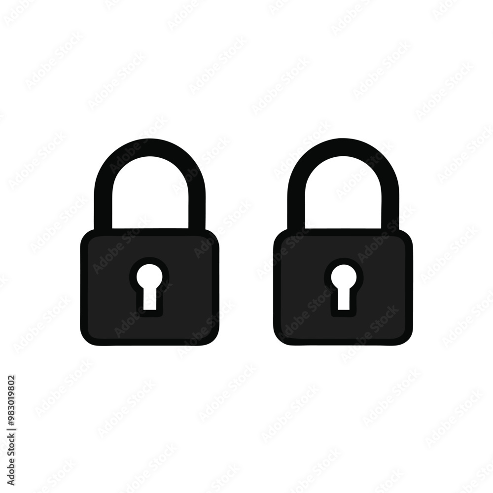 a Locked and unlocked lock icon, vector silhouette, isolated white background, a Locked and unlocked lock icon, vector silhouette, isolated white background,