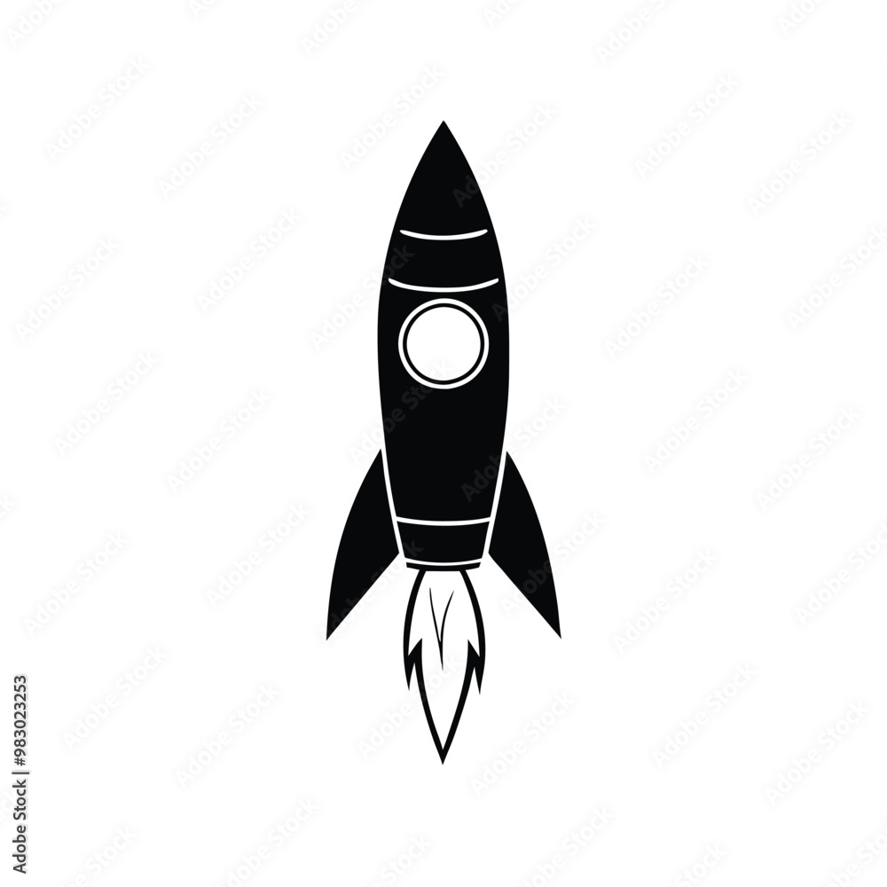 a Minimalist rocket, Vector silhouette, on an isolated white background a Minimalist rocket, Vector silhouette, on an isolated white background