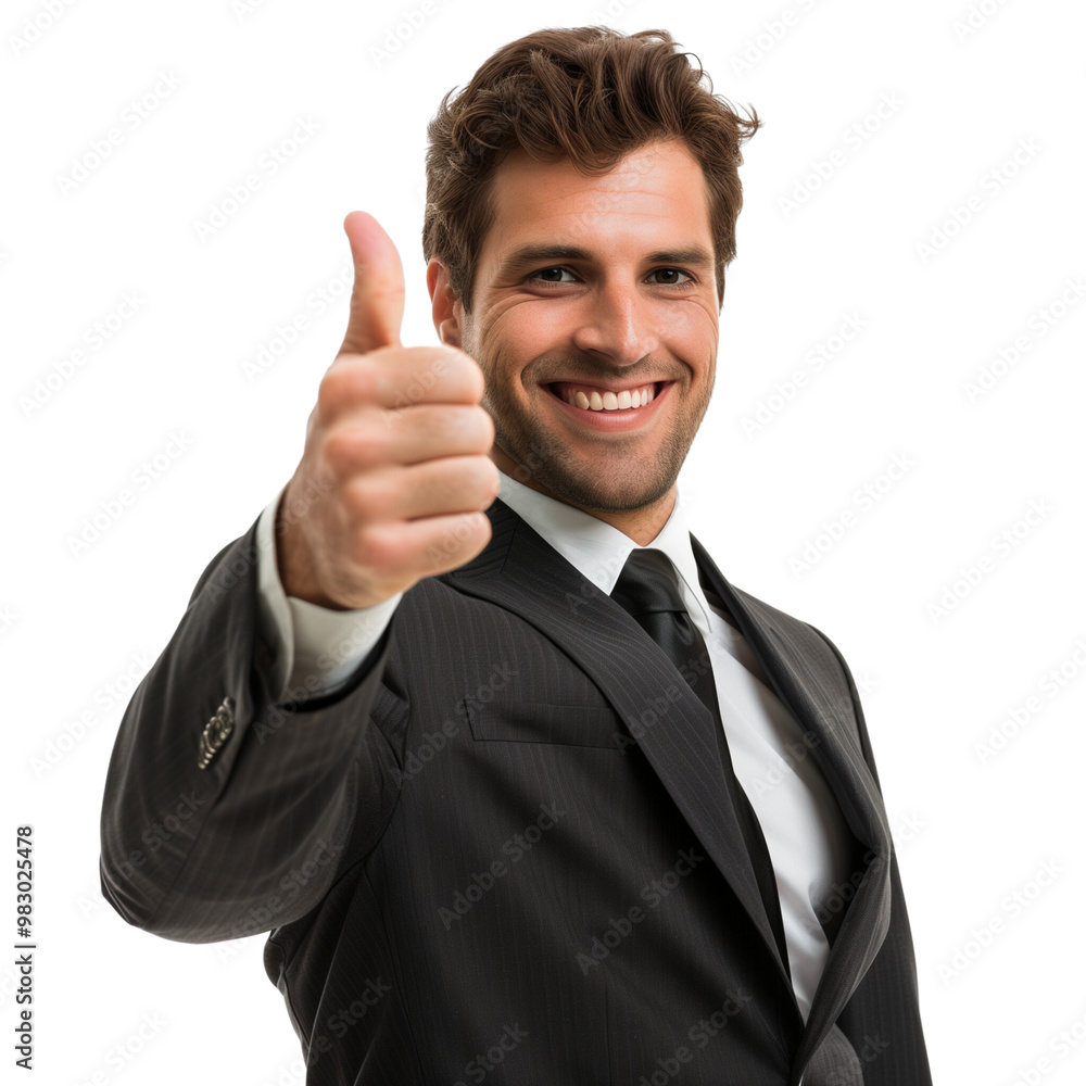 A businessman giving a thumbs up isolated on a transparent background A businessman giving a thumbs up isolated on a transparent background