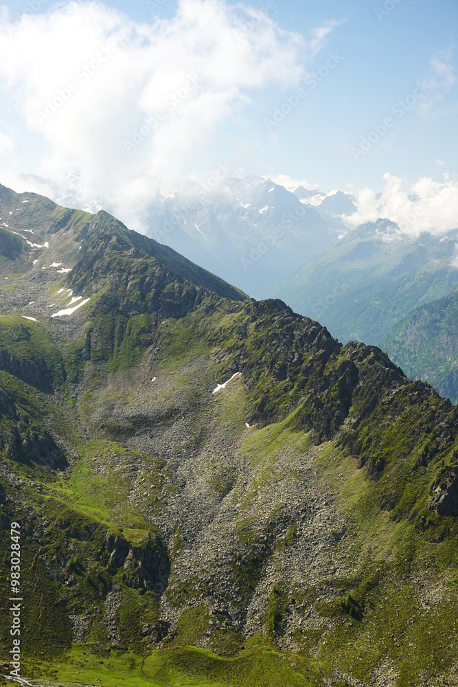 Naklejka premium Panorama opening from Hochzeiger mountain, Pitztal valley, Austria