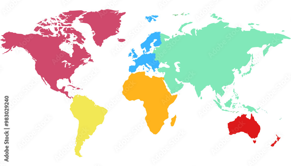 Obraz premium World map. Modern color vector map. Silhouette map.