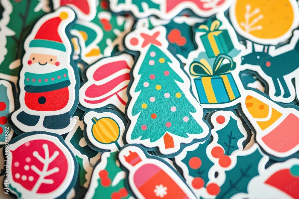 Creative Christmas Sticker Set for Holiday Crafts and Decorations - Festive Characters and Elements Creative Christmas Sticker Set for Holiday Crafts and Decorations - Festive Characters and Elements
