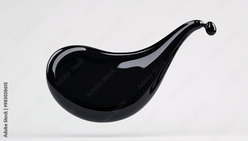 Black fluid shape, white isolated background Black fluid shape, white isolated background