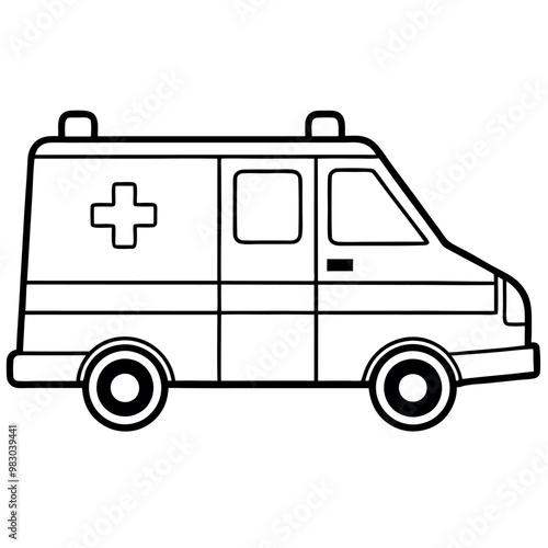 Bold line art Emergency Ambulance