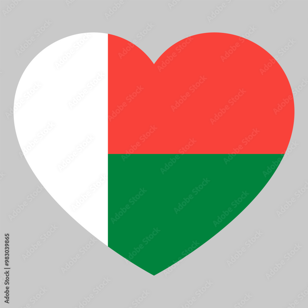 flag of Madagascar in form of heart symbol of love flag of Madagascar in form of heart symbol of love