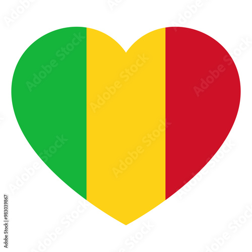 flag of Mali in form of heart symbol of love