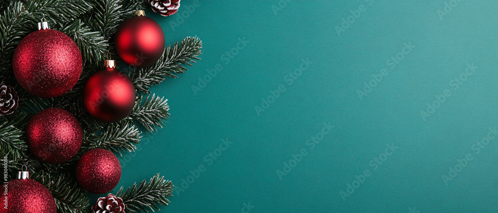 Christmas ornaments on a pine tree, white isolate background Christmas ornaments on a pine tree, white isolate background