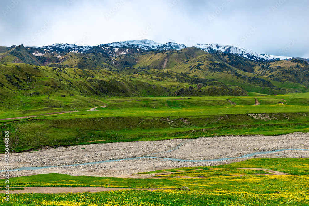 A picturesque landscape with a mountain river in the Emanuel Valley. Caucasus A picturesque landscape with a mountain river in the Emanuel Valley. Caucasus