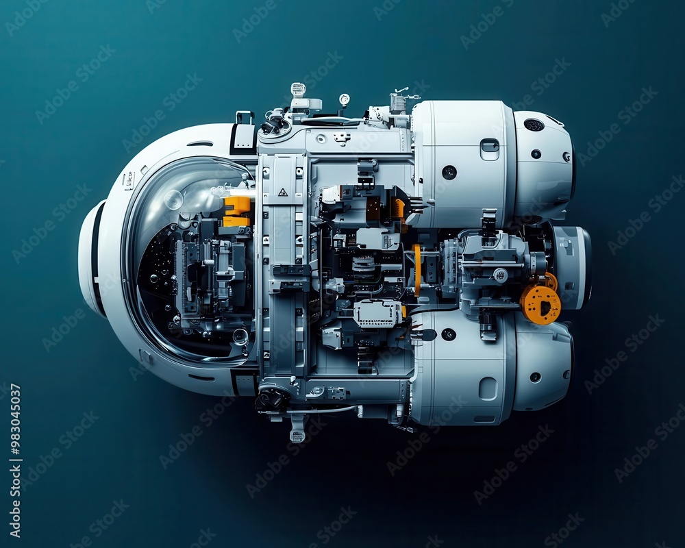 AI generating optimal design for an underwater robot, dynamic and sleek visualization, engineering innovation, AI in underwater robotics AI generating optimal design for an underwater robot, dynamic and sleek visualization, engineering innovation, AI in underwater robotics