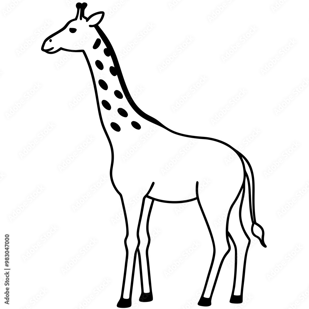 Obraz premium Minimalist Giraffe Outline with Extended Neck on White
