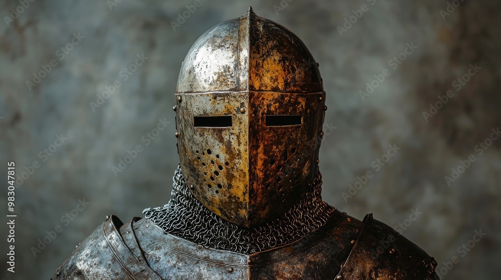 Ancient Knight Armor with Weathered Metal Surface Ancient Knight Armor with Weathered Metal Surface