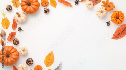 Boho-inspired with dried leaves, feathers, and small pumpkins, perfect for welcoming Halloween with a cozy seasonal touch