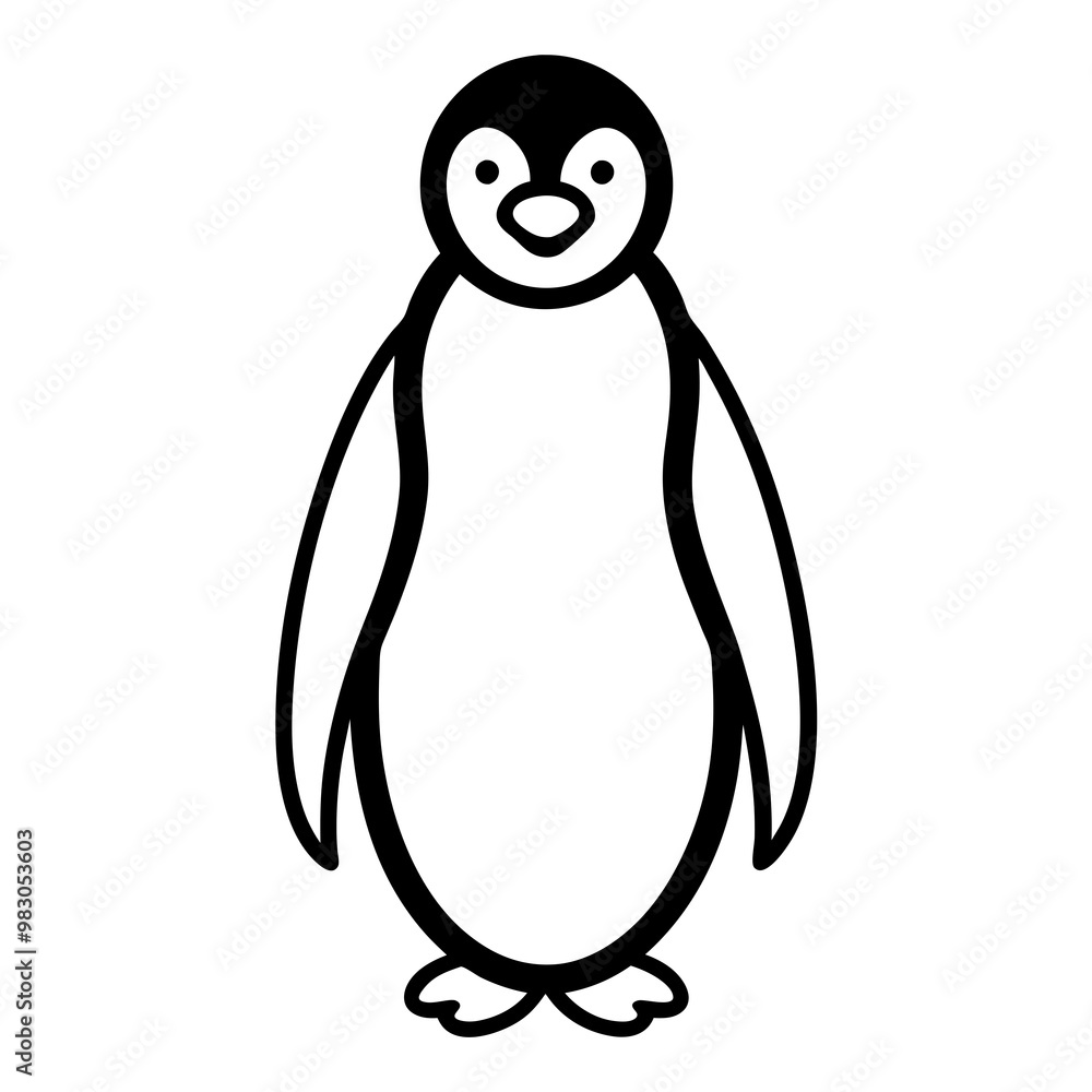Fototapeta premium Minimalist Penguin Icon with Clean Lines on White vector