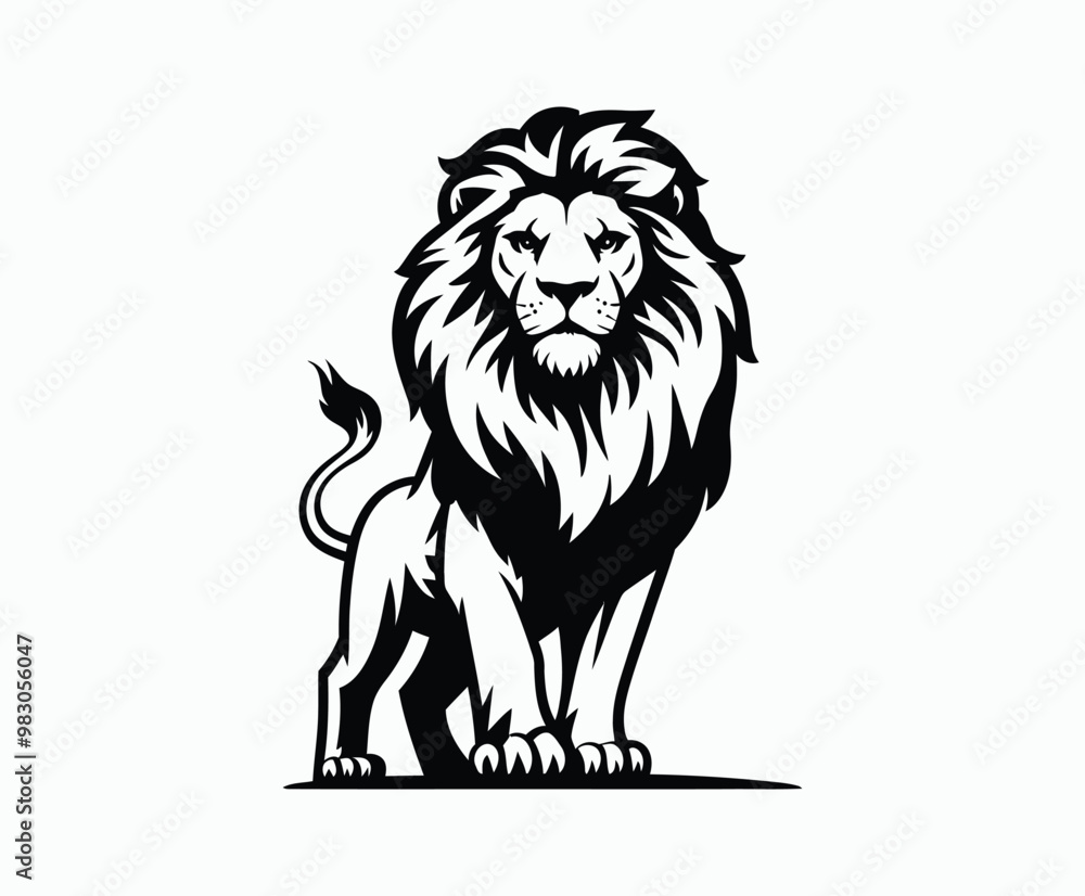 Obraz premium Wild majestic lion silhouette EPS vector file animal illustration template on a white background