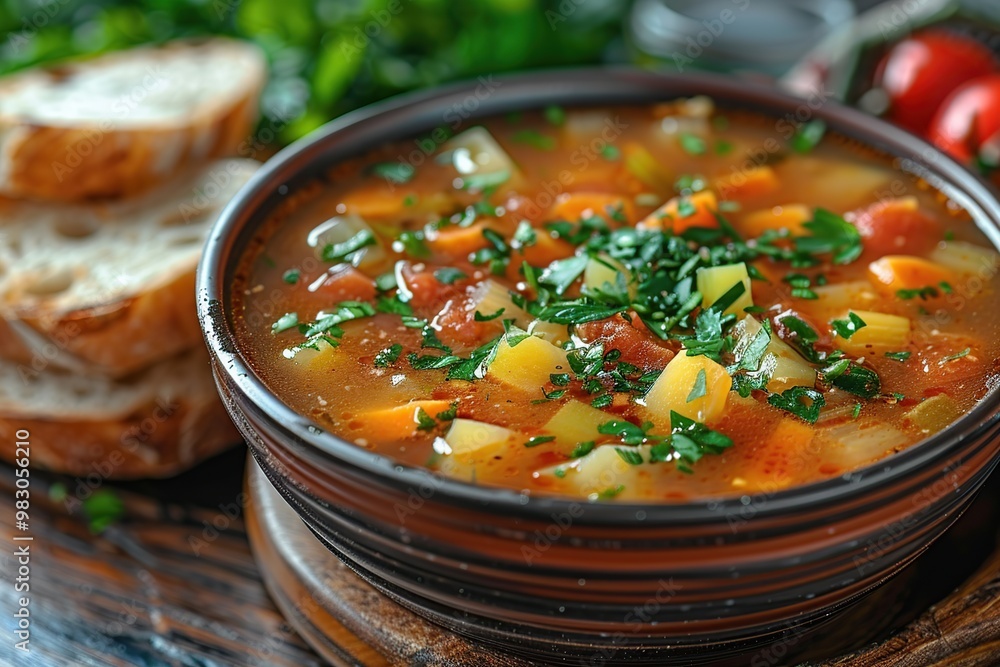Delicious Vegetable Soup with Fresh Parsley Delicious Vegetable Soup with Fresh Parsley