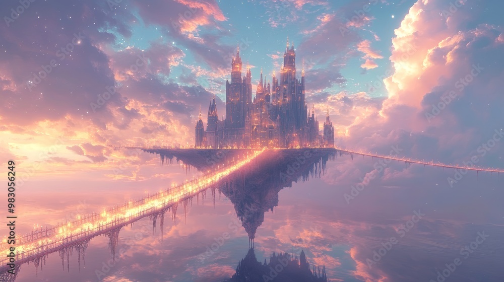 Fototapeta premium Floating Castle In Dreamlike Skies