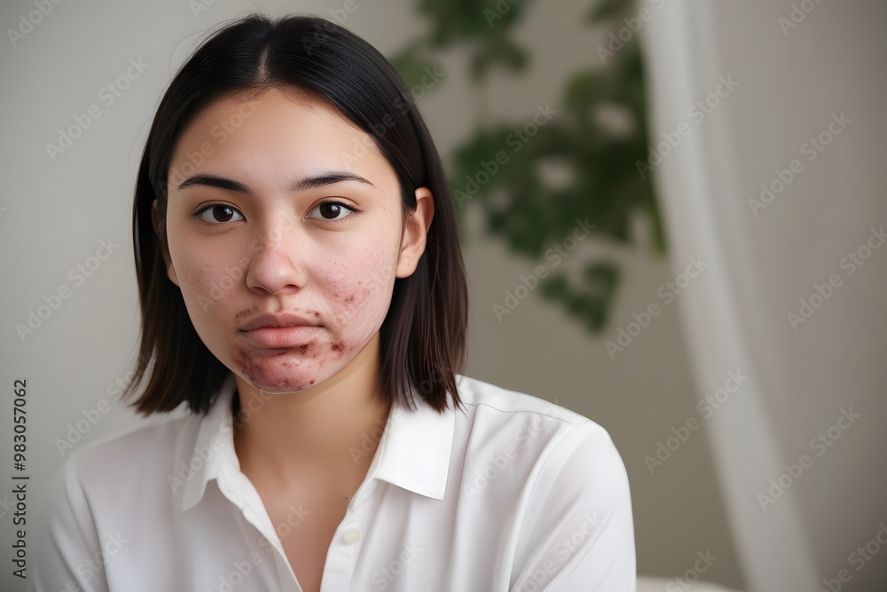 Portrait of a Young Woman with Acne-Prone Skin Portrait of a Young Woman with Acne-Prone Skin
