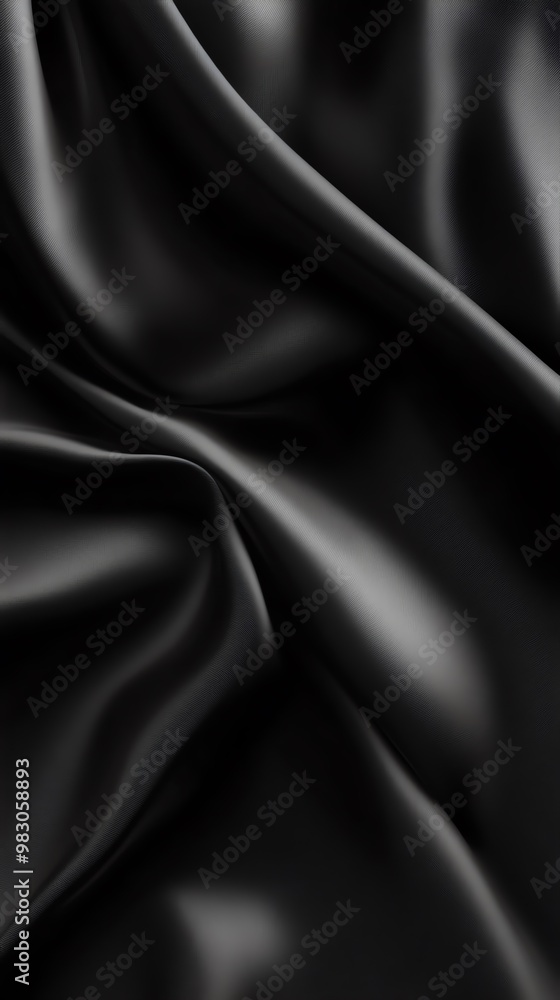 Obraz premium A close-up of luxurious black satin fabric, showcasing soft texture and elegant folds that evoke sophistication and style.