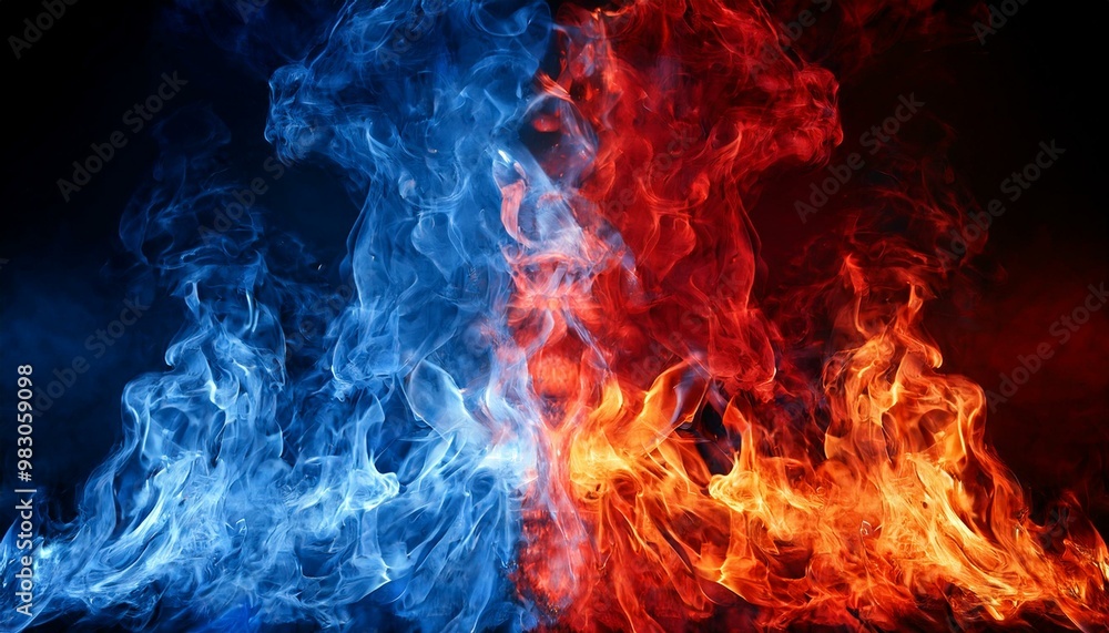 青い炎と赤い炎のコントラスト(blue fire and red fire contrast background)
青い炎と赤い炎のコントラスト(blue fire and red fire contrast background)