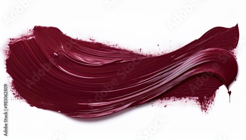 Isolated maroon oil paint brushstroke on a white background