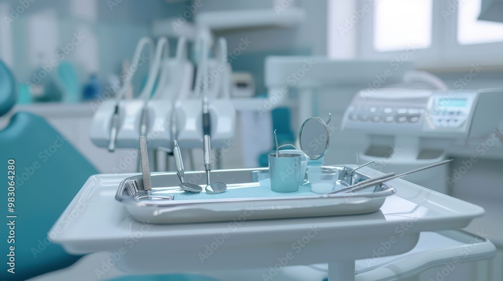 Dental tools ready for patient exam Dental tools ready for patient exam