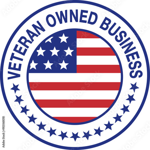 Veteran Owned Business, American Flag, Stars, Military, Badge, Vector Graphics