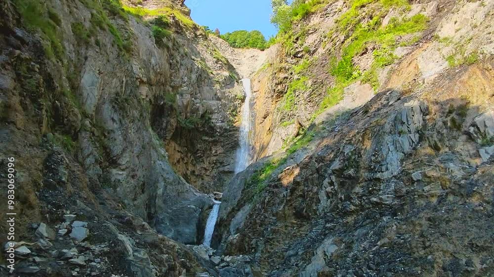 Cascade waterfall in the mountains of the Lesser Caucasus on the territory of the Republic of Azerbaijan Cascade waterfall in the mountains of the Lesser Caucasus on the territory of the Republic of Azerbaijan
