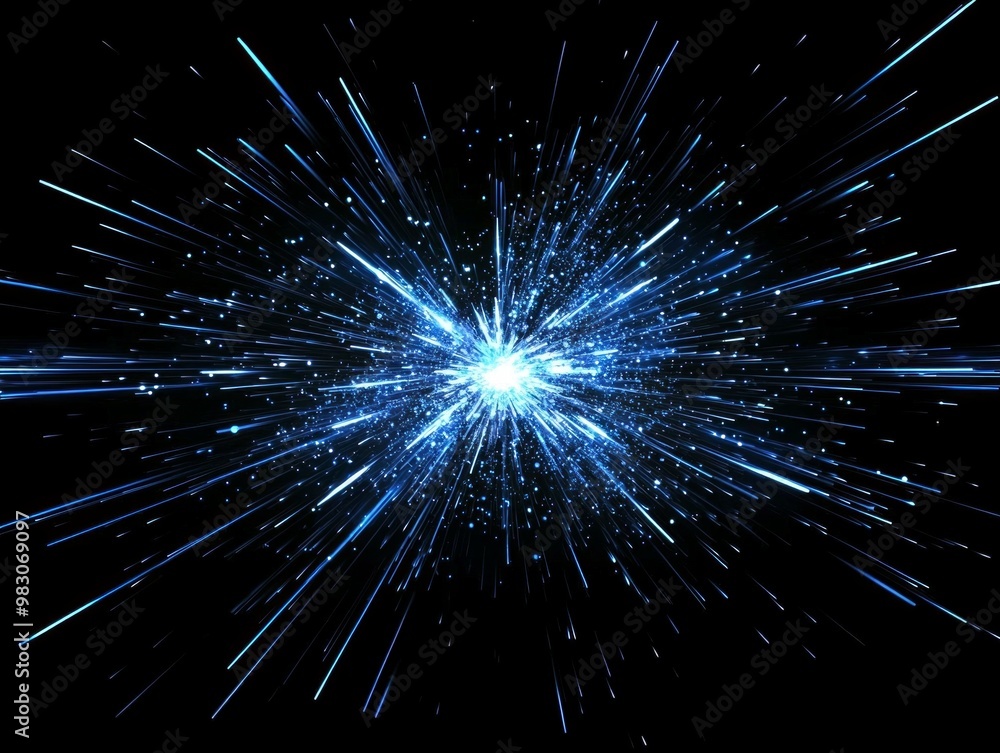 A vivid burst of blue particles and dots radiates outward, creating a stunning visual effect. The striking contrast emphasizes the movement, energy, and explosive nature of the design. A vivid burst of blue particles and dots radiates outward, creating a stunning visual effect. The striking contrast emphasizes the movement, energy, and explosive nature of the design.