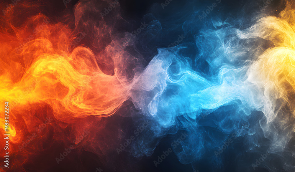 Abstract Smoke Art in Blue and Red - Dynamic Flow of Colors Abstract Smoke Art in Blue and Red - Dynamic Flow of Colors