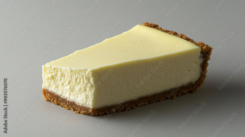 Lime cheesecake with a graham cracker crust, isolated on a light gray background Lime cheesecake with a graham cracker crust, isolated on a light gray background