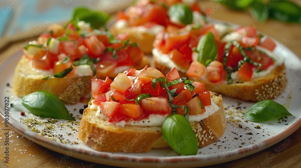 Delicious Bruschetta with Fresh Tomato and Basil Delicious Bruschetta with Fresh Tomato and Basil