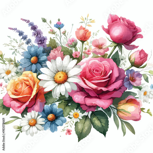 A Watercolor Flower In Vector Style