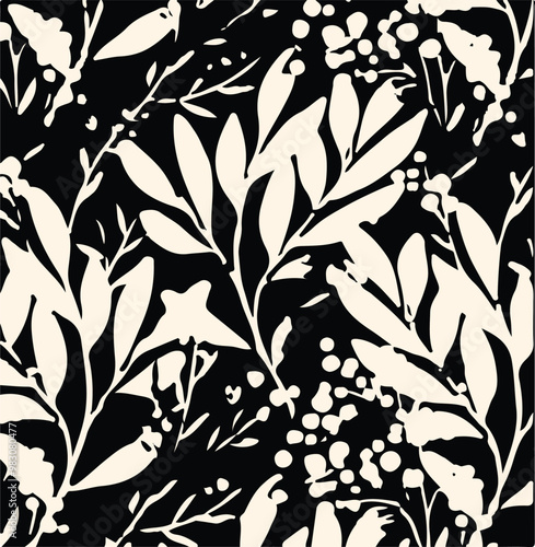 Flowers seamless pattern. vector illustration. Abstract flowers, floral vector with leaves