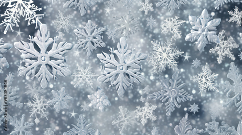 Illustration of snowflakes on a light gray background