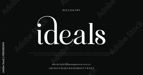 Ideals creative modern alphabet. Typography with modern regular and number. minimalist style fonts set. vector illustration