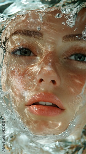 Water Portrait: A Woman's Face Submerged in Water