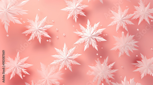 Illustration of snowflakes on a blush background