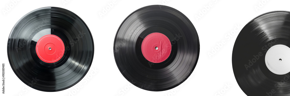 Collection of Vinyl records with a blank label isolated on white background Collection of Vinyl records with a blank label isolated on white background