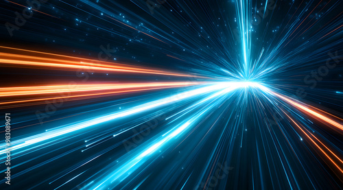 Light Speed Travel - Futuristic Burst of Lights in Space