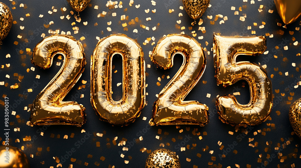 New Year's Eve celebration with champagne glasses and party decorations background New Year's Eve celebration with champagne glasses and party decorations background
