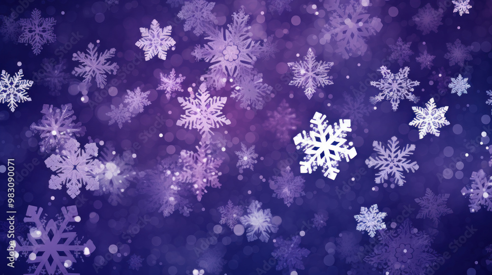 Illustration of snowflakes on a dark purple background