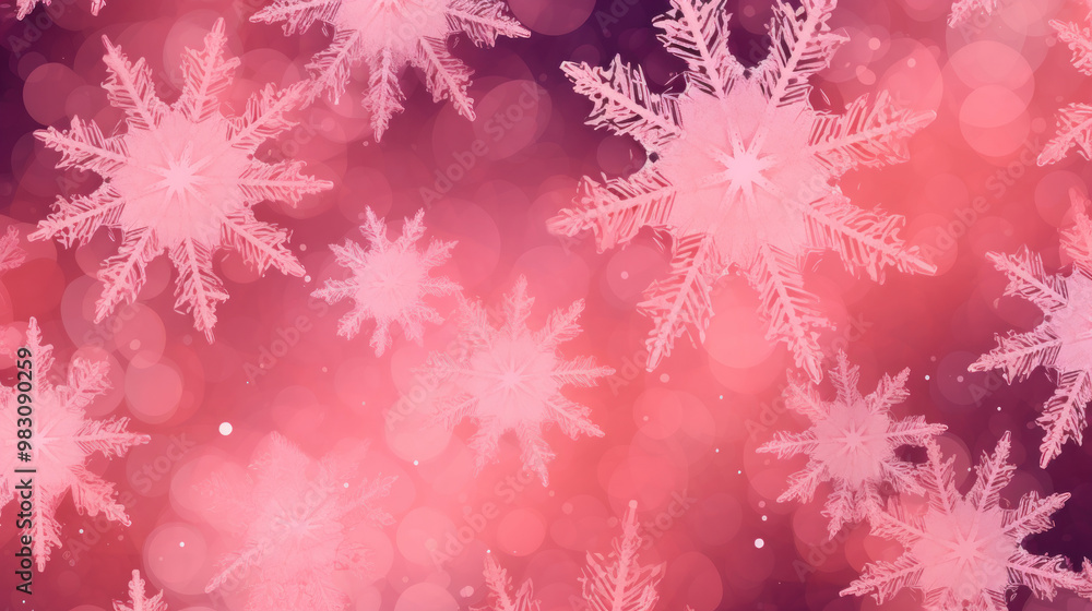 Illustration of snowflakes on a dark pink background Illustration of snowflakes on a dark pink background