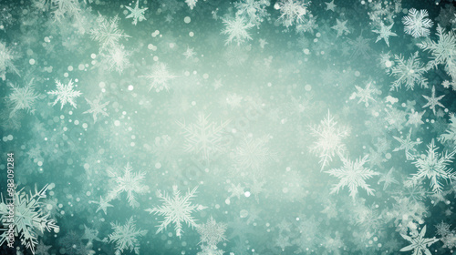 Illustration of snowflakes on a light green background