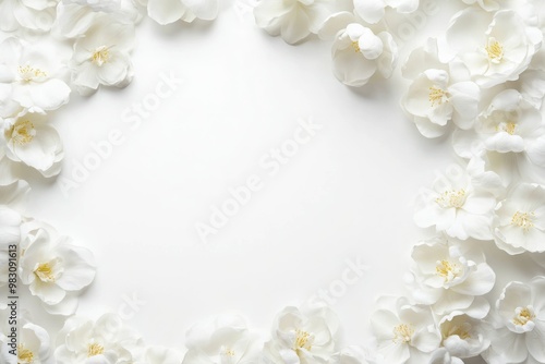 White Flowers Forming a Border on a White Background