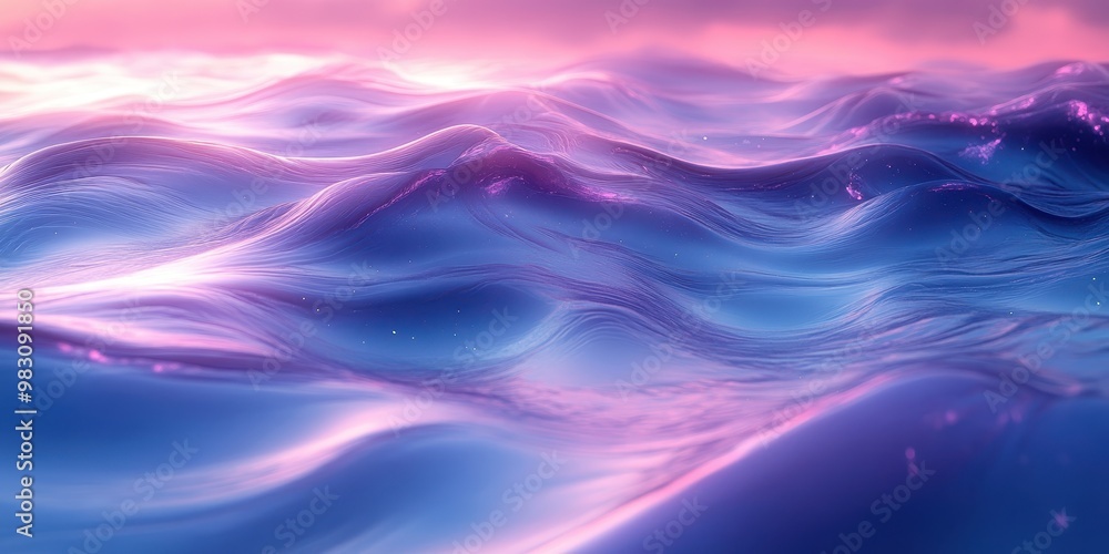 Serene Ripples on Pastel Horizon: Tranquil Ocean Reflecting Pink and Blue Sky at Sunset Serene Ripples on Pastel Horizon: Tranquil Ocean Reflecting Pink and Blue Sky at Sunset
