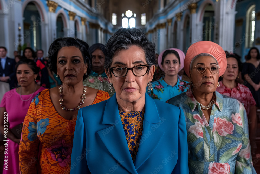 Portrait of a Group of Serious Individuals in a Church Portrait of a Group of Serious Individuals in a Church