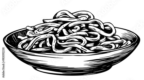 Close-up of curly fries stacked on ceramic plate, food vector illustration