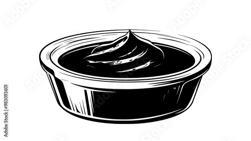 Mousse served in a wide, shallow dish with a consistent texture, food illustration vector