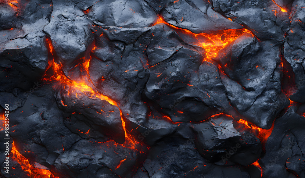 Molten Lava Flow - Hot Lava Breaking Through Cracked Rocks Molten Lava Flow - Hot Lava Breaking Through Cracked Rocks