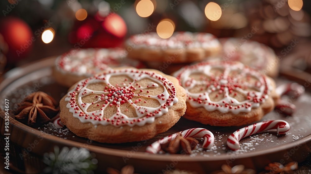 Christmas Cookies with Red Sprinkles and White Frosting Christmas Cookies with Red Sprinkles and White Frosting